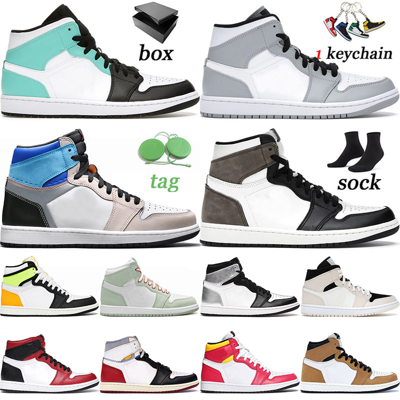 

Top Quality 2021 Basketball Shoes 1 1s MID Smoke Grey High Dark Mocha Retro Jordens Mens Women Jumpman Sneakers White Off Prototype Trainers EUR 36-46, A12 high og light smoke grey 36-46