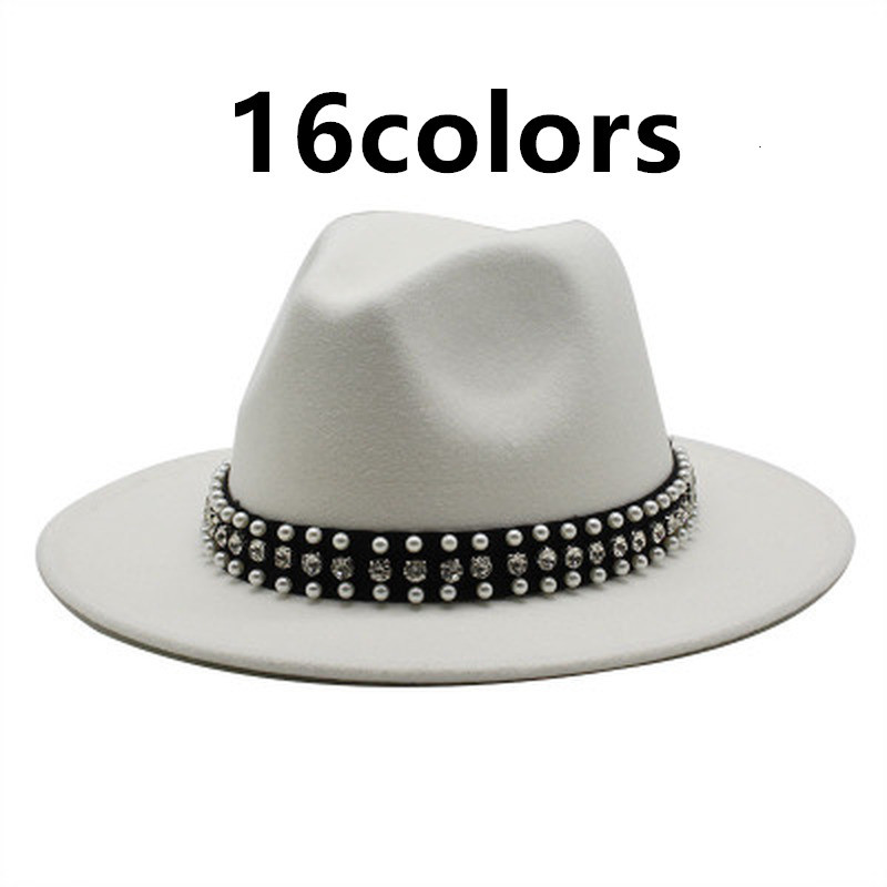 

2021 New Wide Brim Jazz Caps Belt Buckle Party Formal Winter Women Fedora Panama Trilby Cowboy White Red Felt Hats 11mr, Grey