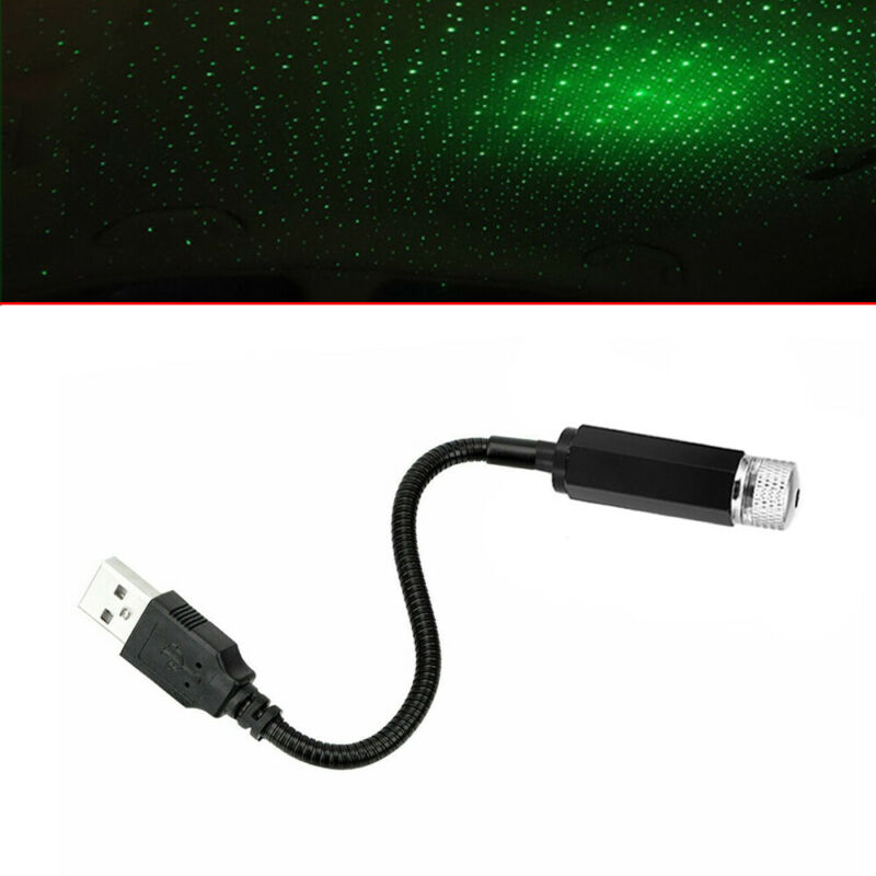 

htmoto 2pc USB LED Car Roof Star Night Interior Light Aluminum Alloy Green Star Night Light Atmosphere Galaxy Lamp Accessories 5V 0.2A