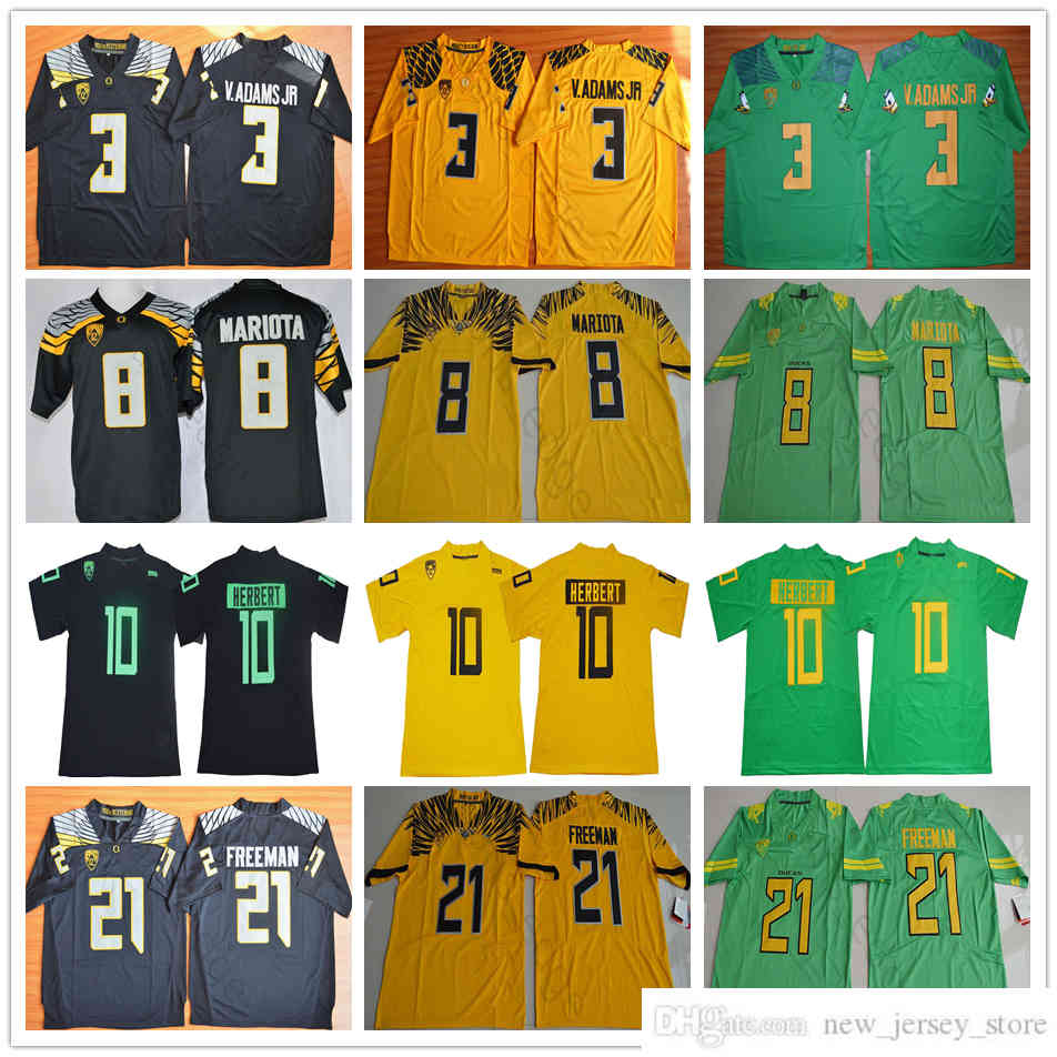 

NCAA Oregon Ducks College Football Wear #10 Justin Herbert Jersey 3 V.Adams Vernon Adams Jr 8 Marcus Mariota 21 Royce Freeman University Jerseys, Yellow