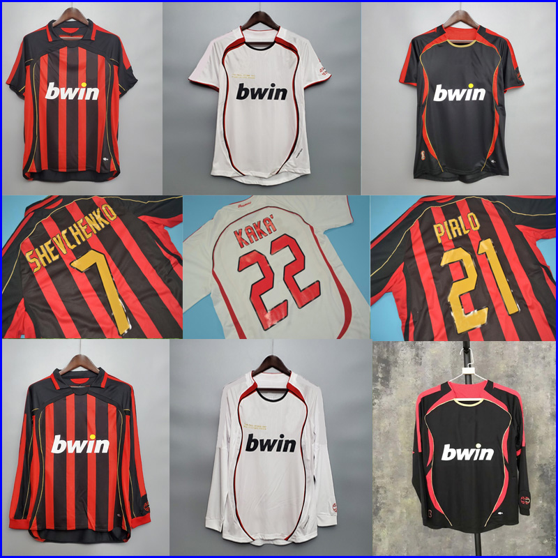 

Retro 06 07 AC MILAN KAKA PIRLO SEEDORF Soccer Jerseys 2006 2007 MALDINI INZAGHI final football shirt SHEVCHENKO Vintage Classic uniforms, Fans shirt