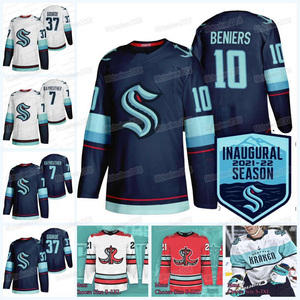 

10 Matthew Beniers Jersey Seattle Kraken 2021-22 Inaugural Season Patch Yanni Gourde Eberle Eberle Brandon Tanev Jamie Oleksiak Joonas Donskoi Morgan Geekie Fleury, Youth
