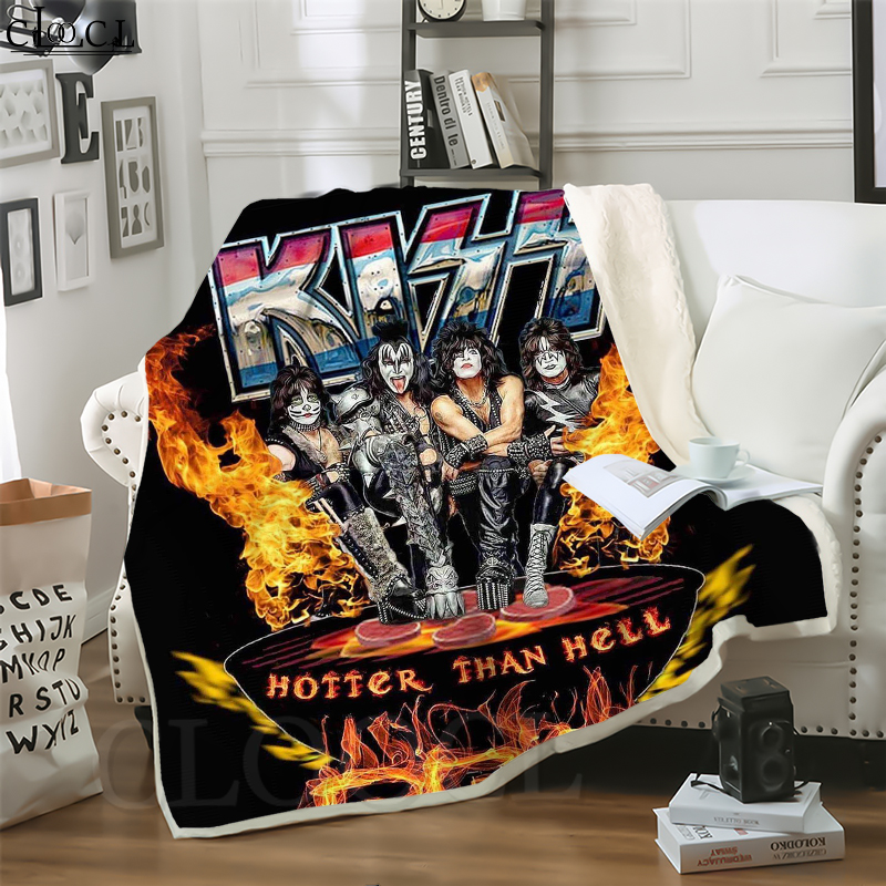 

CLOOCL Heavy Metal Kiss Band 3D Print Casual Style Conditioning Blanket Sofa Teens Bedding Throw Blankets Plush Quilt