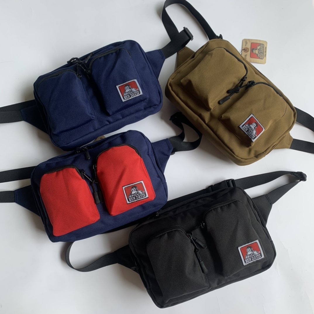 

retro men waist bags ben davis Messenger laminated shoulder crossbody belt bag Men's bumbag handbag top quality size25*16*6cm