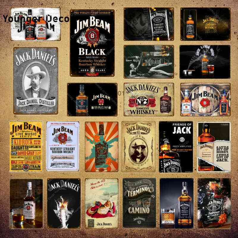 

Jim Black Beer Jennessee Whiskey Metal Signs Vintage Wall Sticker For Bar Pub Club Man Cave Decorative Plates Tin Poster YI-067