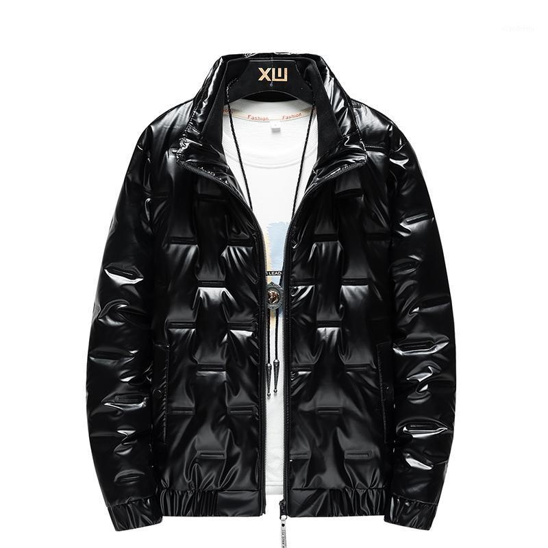 

Men's Down & Parkas Autumn Winter Bright Skin Cotton-padded Coat Clothes Men Fashion Causal Thicken Jacket Slim Fit Thick Outerwear Warm Clo, Black