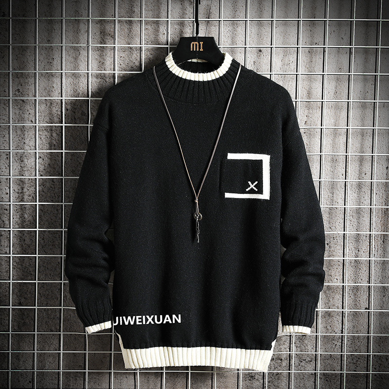 

2021 New Sweaters Men's Black Grey Long Sleeves Autumn Winter Pullover Knitted O-neck Plus Oversize 5xl Iefu, My1038 1