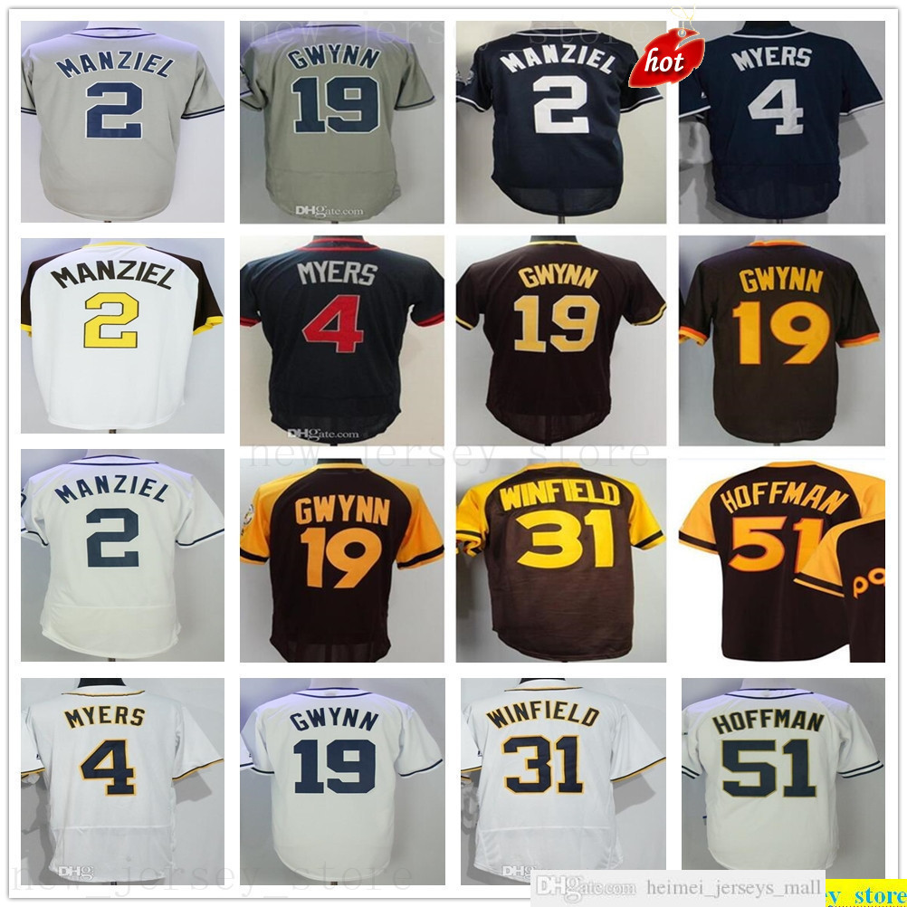 

Custom 2019th Mens Women Youth 4 Wil Myers Jersey Stitched Baseball 19 Tony Gwynn 31 Dave Winfield 2 Johnny Manziel 51 Trevor Hoffman Jerseys