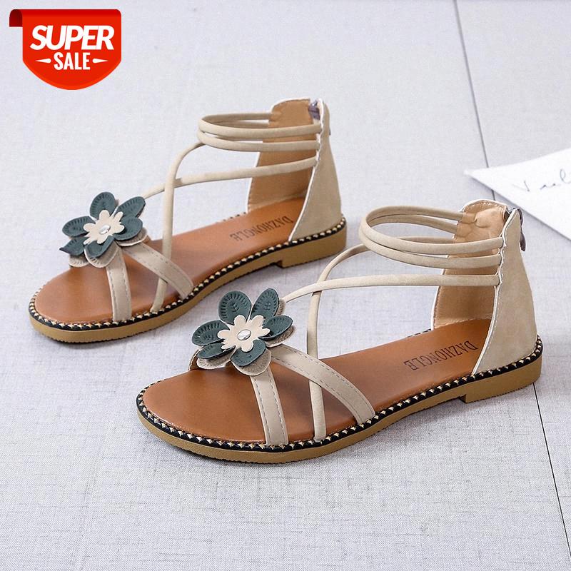 

Women's Sandals Bohemian Flats 2020 Summer Gladiator Roman Shoes Beach Shoes Flat Sandals Upper Inlaid Flower Summer #Ds6n, Black