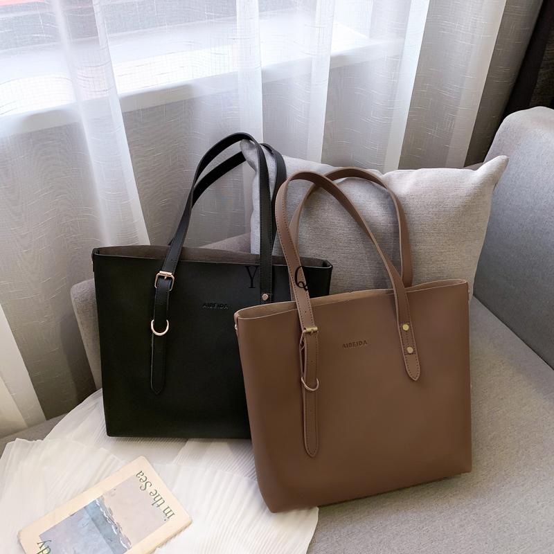 

Luxury Handbags Women Bags Designer Large Capacity Women Leather Handbag Solid Color Shoulder Bag Casual Tote Bag for Woman 2021, 0293-black