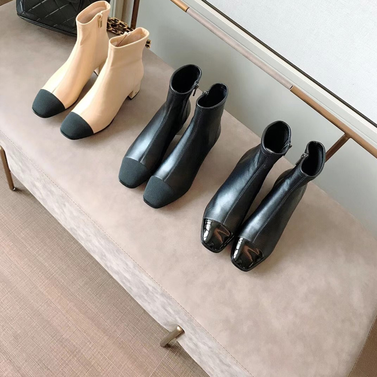 

2021 latest women's designer boots ankle Martin and nylon military style 100% leather thick winter high heels