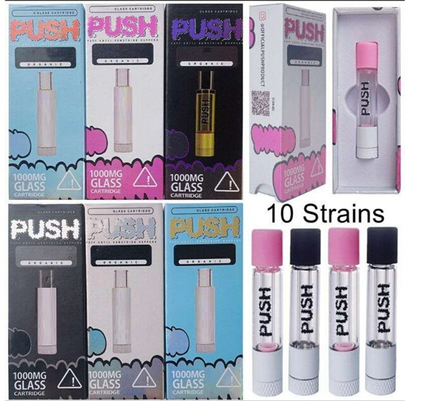 

Push Glass Vape Cartridge 1.0ml Atomizers 1000mg Packaging Thick Oil Vaporizer Empty Ceramic Carts Tank For 510 Thread Battery Pen With Retail Boxes