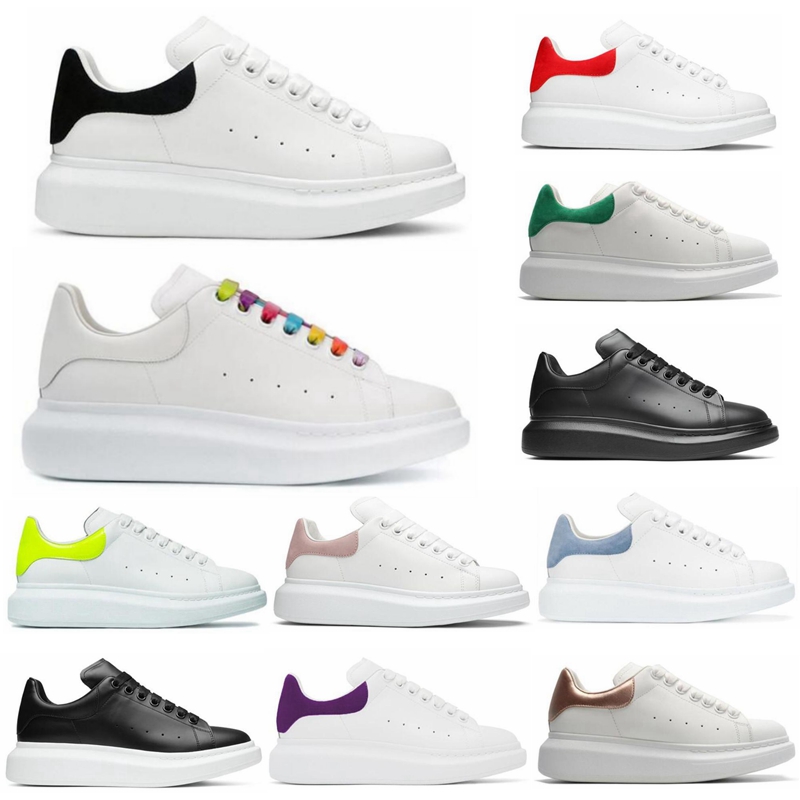 

2021 Designer Luxury Women Men Casual Shoes Leather Lace Up Platform Black White Shoelace Suede Sneakers Alexander McQueen Leather Trainers