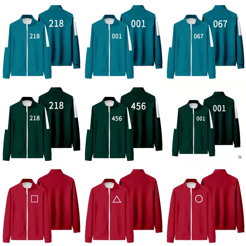 

XS-5XL The Squid Game Zipper Hoodie Jackets Kids Teenages Women Tracksuit Tops Halloween Costume Sportswear Sport Coat Pullover Sweater Outwear Green Red H109OSC3, Mixed red or send ur list