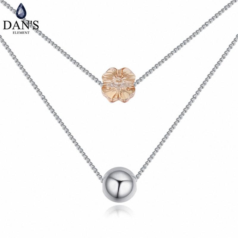

Pendant Necklaces DAN'S Brand Real Austrian Crystals Double Chain Butterfly White Gold Color Necklace For Valentine's Gift 125119