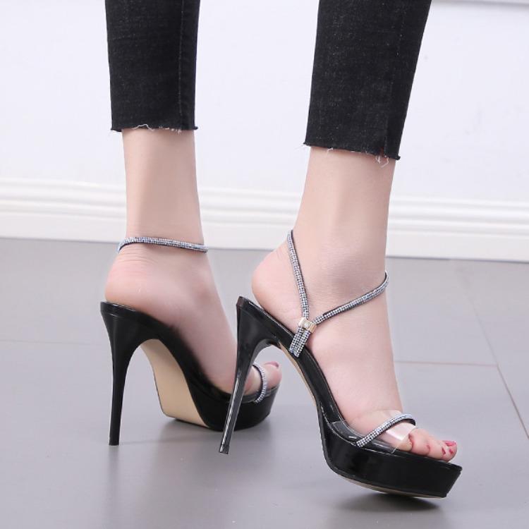

Female Sandal Comfort Shoes for Women 2021 Summer Open Toe High Heels Espadrilles Platform Girls Elastic Band Peep New High-heel