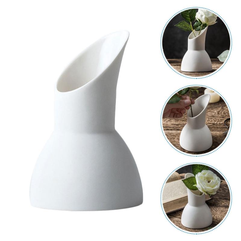 

1pc Creative Vase Ornament Handicraft Home Vase Flower Pot Photo Prop (White