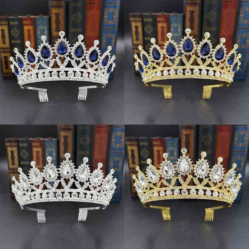 

Queen Tiara Crown Crystal Wedding Bridal Diadem For Women Head Jewelry Accessories Lady Hair Ornaments Bride Pageant Headpiece