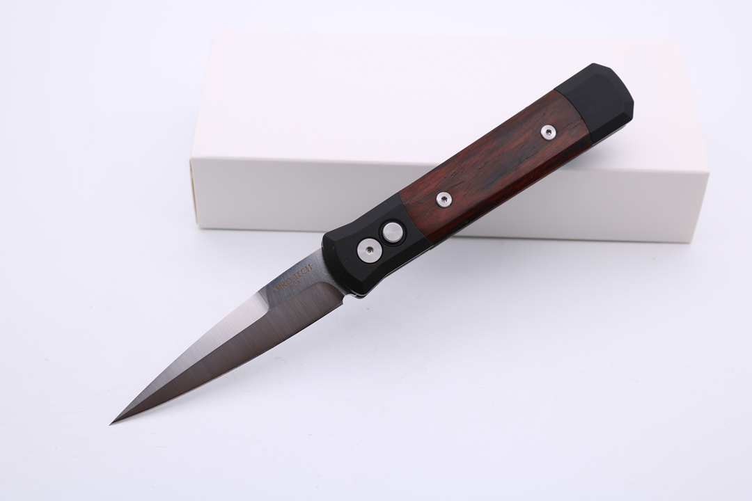 

High Quality Protech Knives Godfather Pocket Folding Knife 440C Blade 6061-T6 wooden Handle Fruit Kitchen Knife Tactical Survival Knife