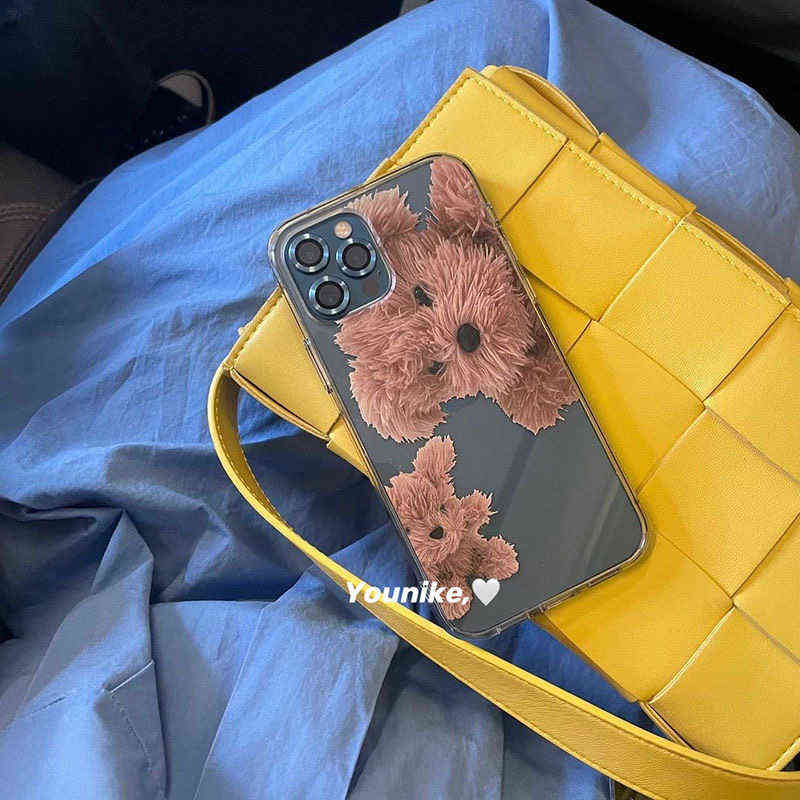 

Korean ins Cute Teddy Bear Phone Case for apple iPhone 12 11 Pro maxXS Max XR 6 7 8 Plus 12 mini 7Plus case Clear silicone cover Y1028, Dog phone case