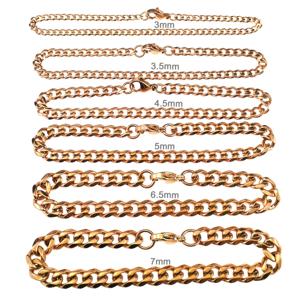 

men's women's stainless steel Rose gold tone link chain bracelet jewelry