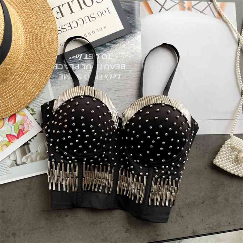 

Women Black Open Back Versatile Camis Sexy V-neck Diamond Slim Short Fashion Spring Summer 11B545 210525