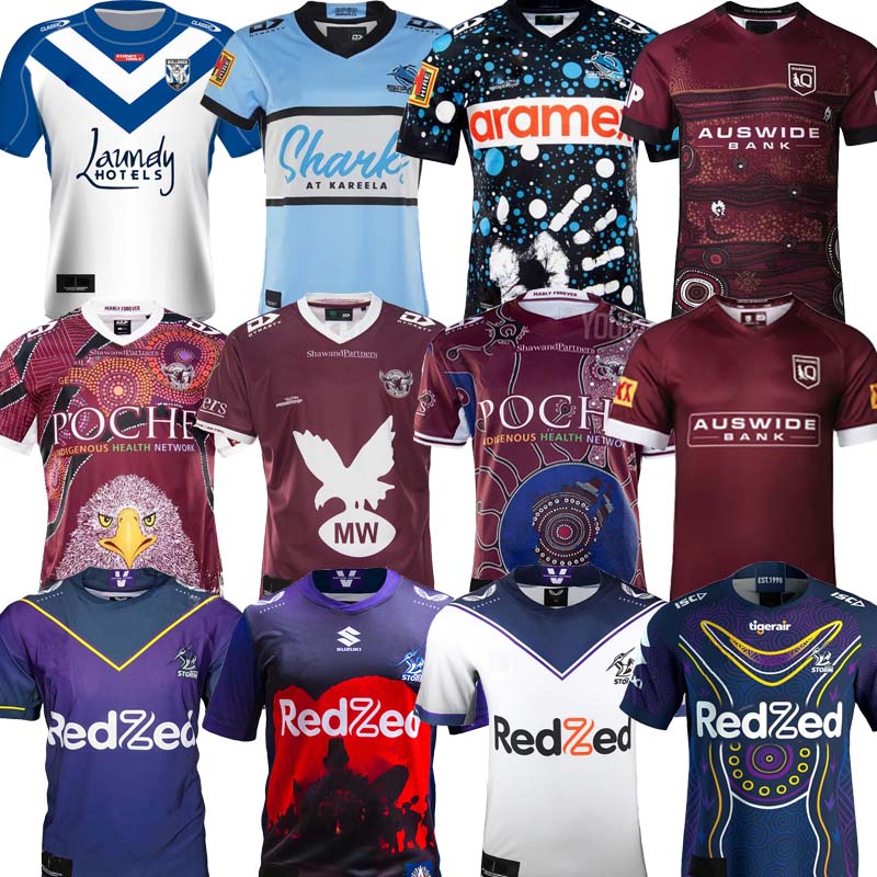 

Bulldogs Cronulla-Sutherland Sharks rugby jerseys 2021 Melbourne storm Indigenous jersey Manly Warringah Sea Eagle polo shirt state of origi, Black;gray