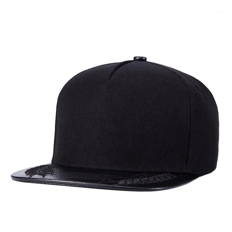 

Fashion Hip Hop Hat Men Women Leather Birm Adjustable Black Ball Caps