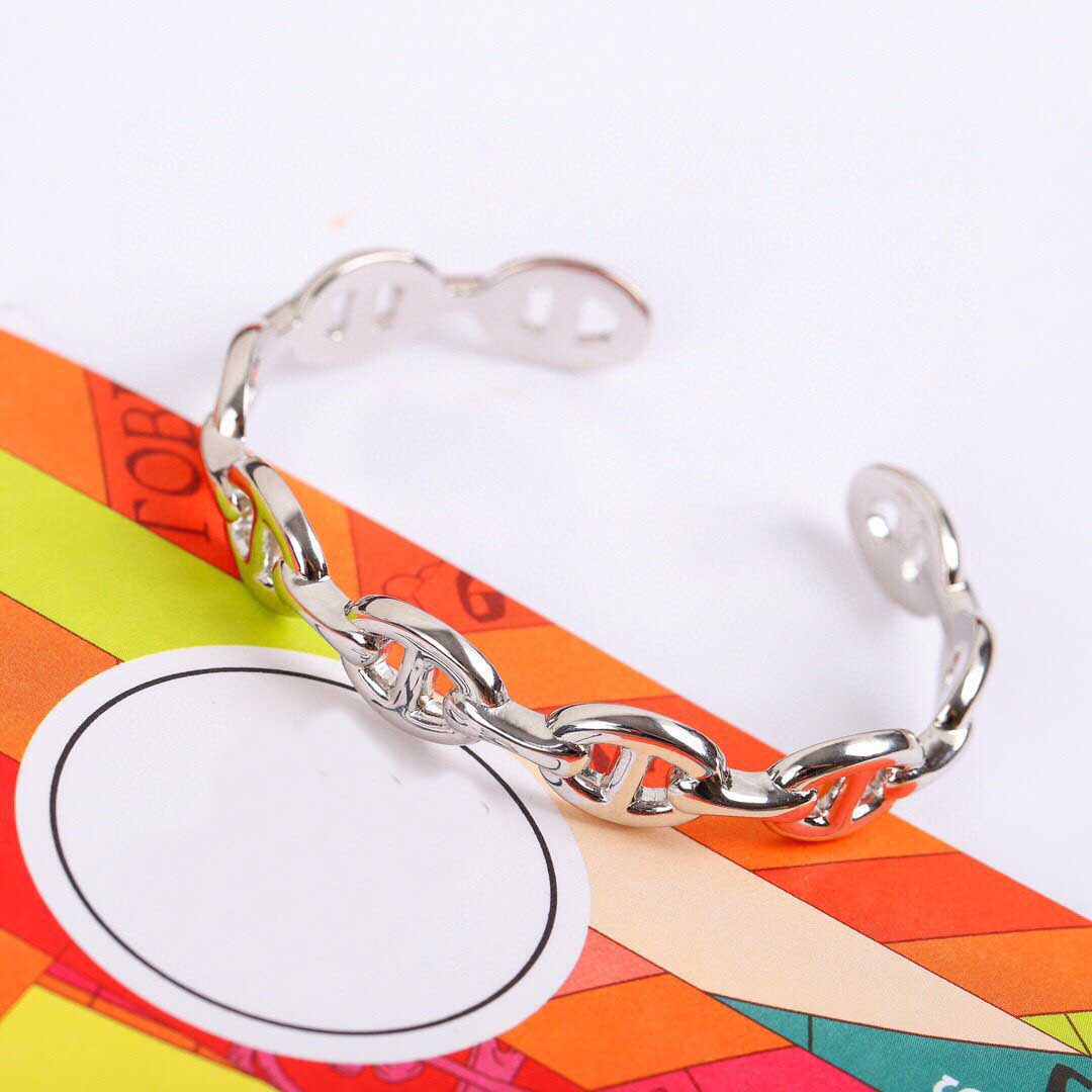 

S925 Silver opened bracelet in platinum color for women wedding jewelry gift have box stamp PS3364