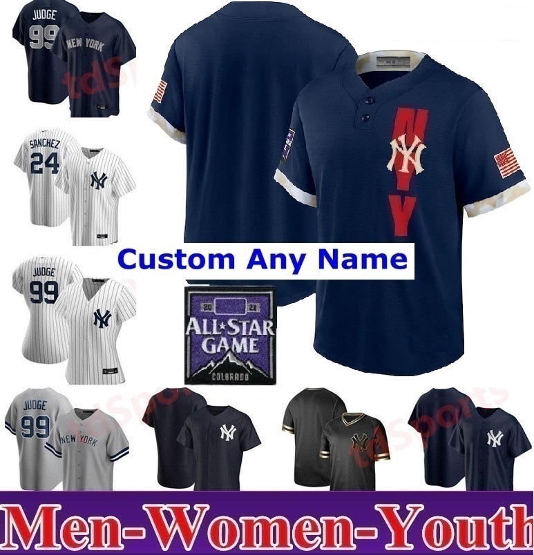 

2021 NY Men Women Youth Baseball Jerseys Yankees Aaron Judge Gerrit Cole Gleyber Torres Giancarlo Stanton Sanchez Sabathia DJ LeMahieu jersey, Blue;black