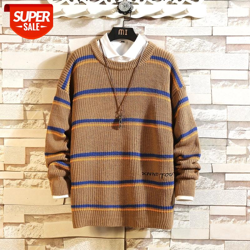 

Men'S Sweaters Spring Autumn Winter Striped Clothes 2021 Pull OverSize -4XL 5XL Korea Style Casual Standard Pullovers #Rj9e, White;black