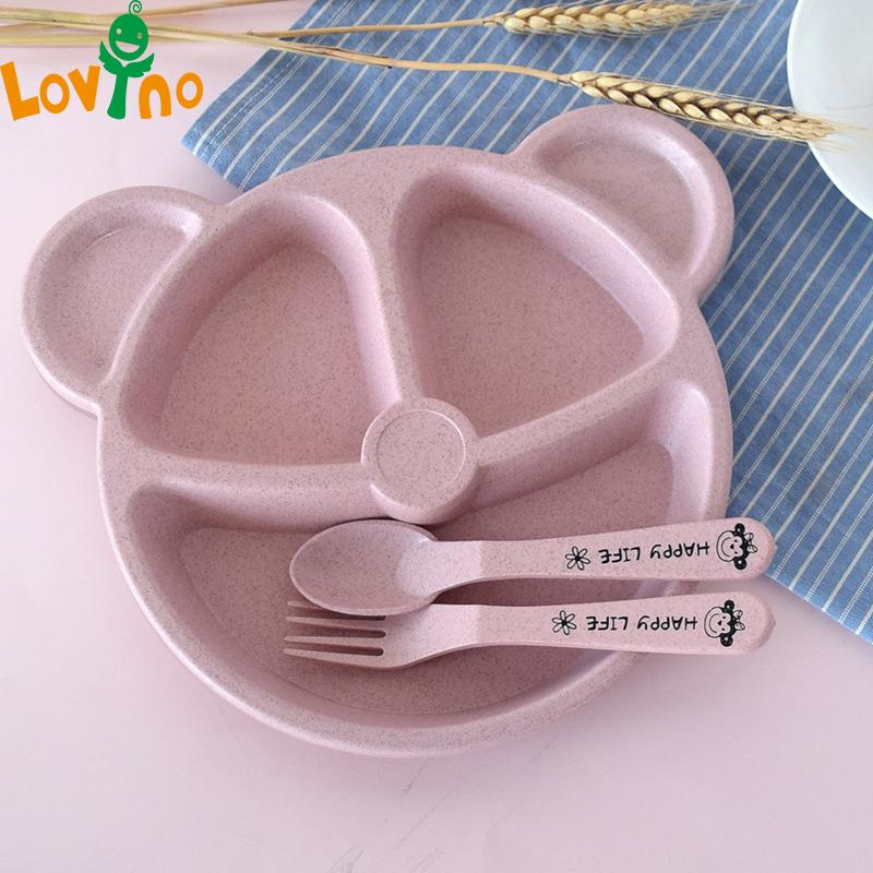 

Cups, Dishes & Utensils Wheat Straw Baby Dinner Plate Cutie Feeding Set Specially Designed For Children 1 Of Training Bowl Spoon And Fork