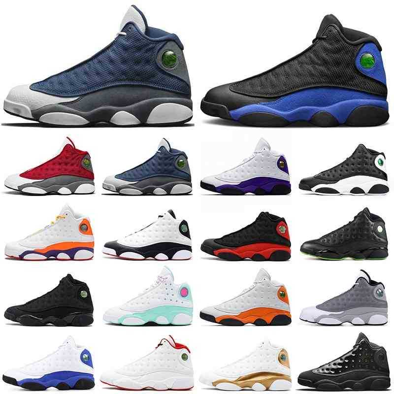 

13s Men Basketball Shoes Jumpman 13 Hyper Royal Red Flint Playground Reverse He Got Game Black Cat Bred Women Mens Trainers Sports Sneakers, 13s black cat