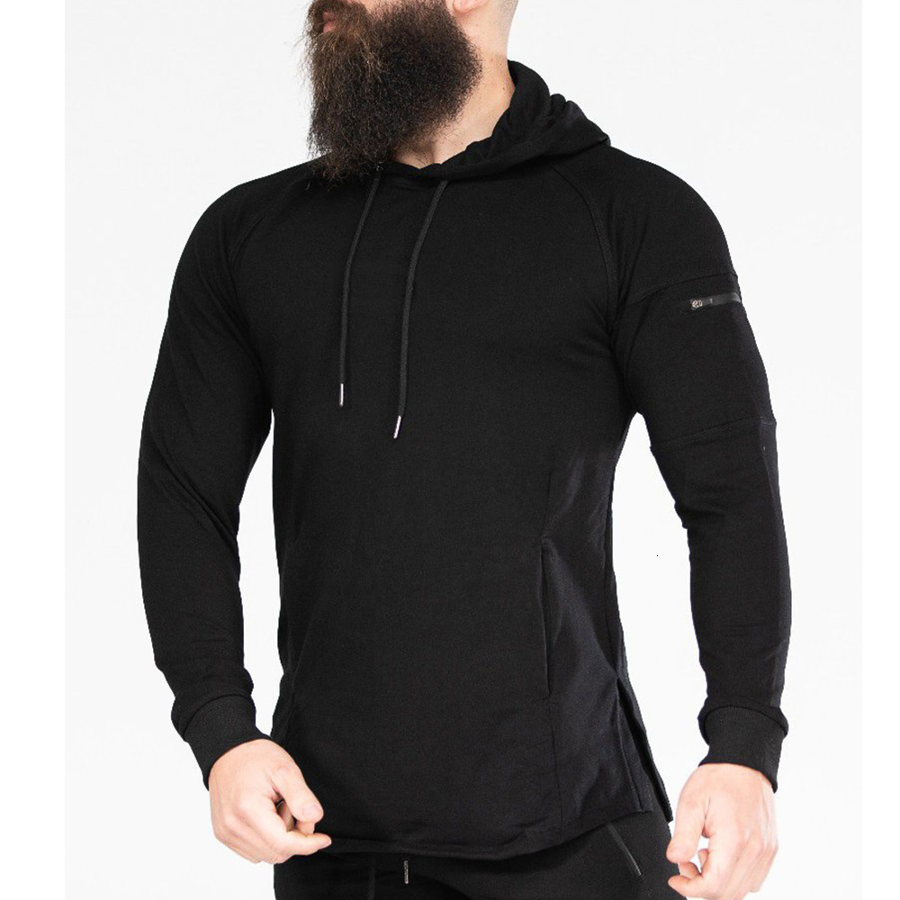 

2021 Solid Casual Hoodie Mens Cotton Sweatshirt Gyms Fitness Workout Pullover Autumn New Male Black Slim Hooded Jacket Tops Clothing Laua, Gray (no logo)