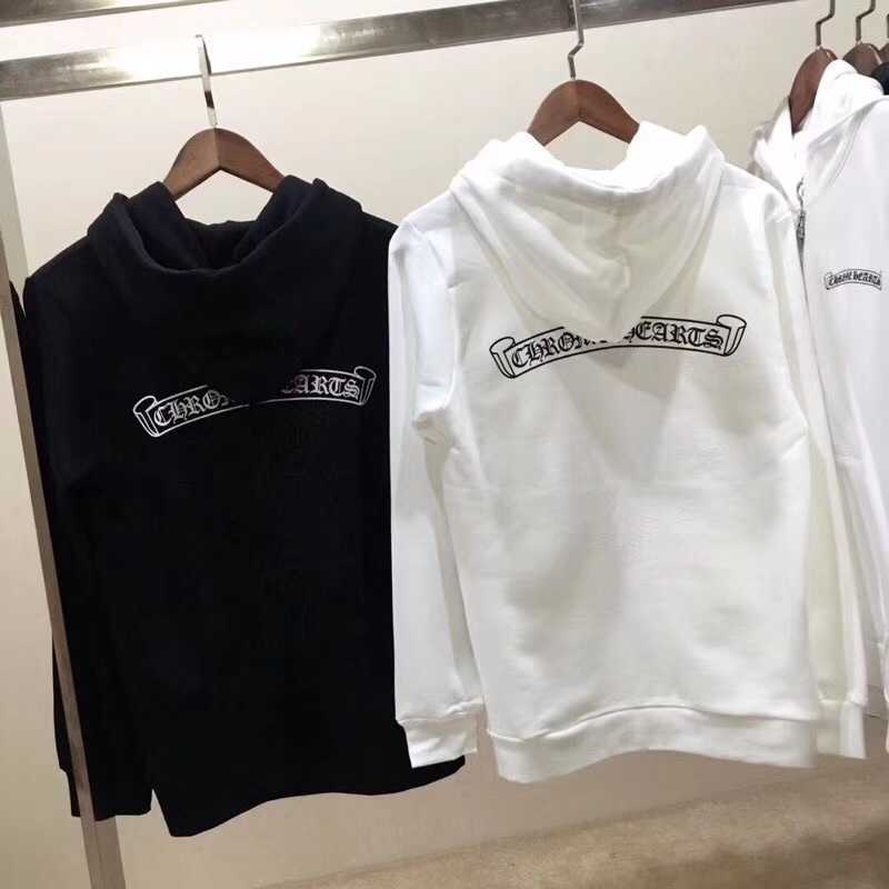 

Fashion brand crosin zipper hooded jacket men's and women's same printed loose cotton sweater lovers' autumn and winter jacket, Black