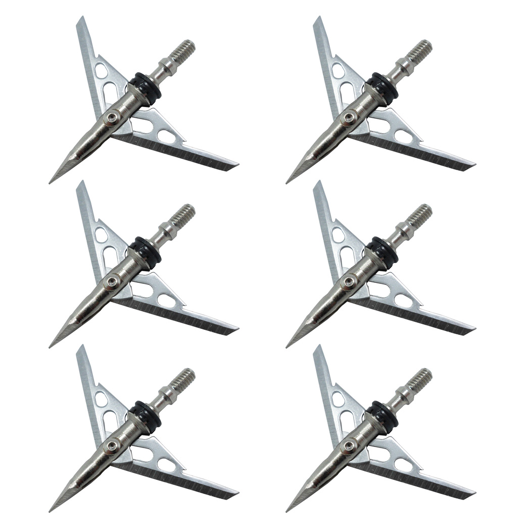 

6pcs 100 Grain Archery Broadheads Wide Blade Arrowhead Hunting Tips Silver Color