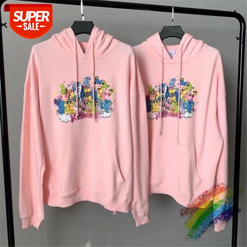 

Heavy Fabric Pink Vetements Hoodie Men Women Cartoon Anime Graphics Pattern Sweatshirts Embroidery Font VTM Pullovers #Xi8W, Black
