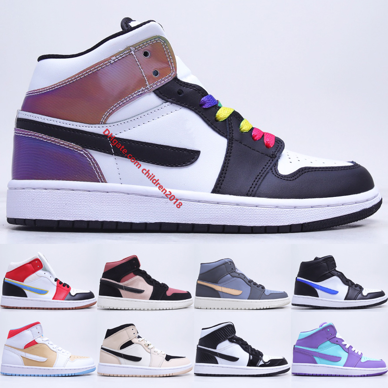 High Quality 1 Mid Basketball Shoes 1s Racer Blue Heat Reactive Purple Pulse White Black Metallic Gold Womens Mens Sports Sneakers