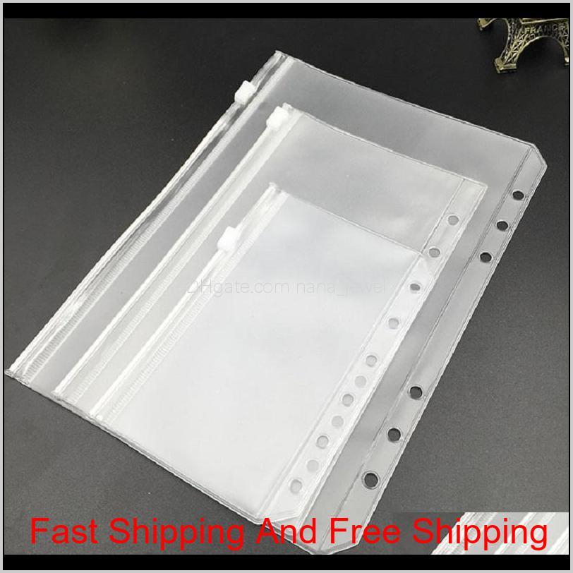 

A6 Clear Punched Binder Pockets For Notebooks 6 Holes Zipper Loose Leaf Bags Pvc Frosted Notebook Inserts Organize Document Storage 7K Ydrqk
