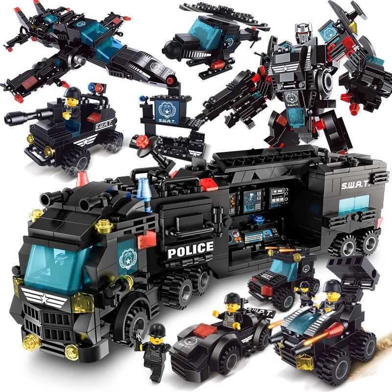 

Blocks Police series building block toys special police Flying Tigers explosion-proof armored vehicle compatible with LEGO small particle puzzle