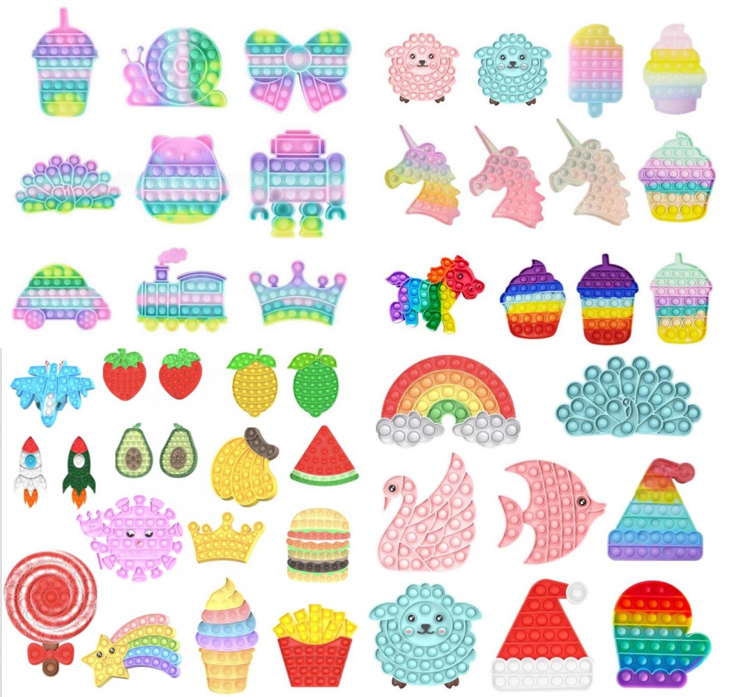 

Rainbow Push It Bubble Fidget Toys Autism Special Needs Stress Reliever Helps Relieve Stress and Increase Focus Soft Squeeze Toys FY4381