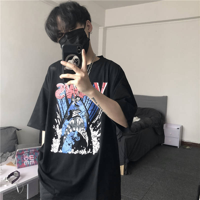 

2021 New Tubaro Graffiti Impresso t Camisas Topos Vero Homens Hip Hop Manga Curta Streetwear Moda Harajuku Casual Camisetas Masculinas Jsdo