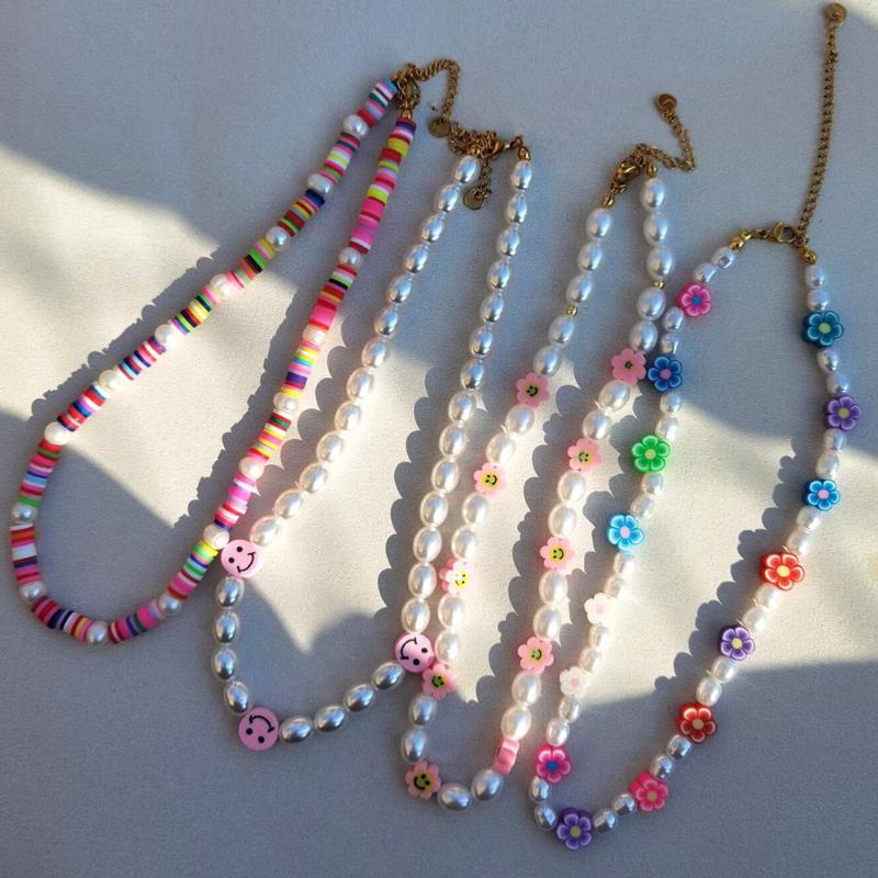 

Chokers Imitation Pearl Choker Necklaces Flower Beaded Summer Beach Necklace For Women Jewelry 2022 Fashion Beads Collier Party Gift