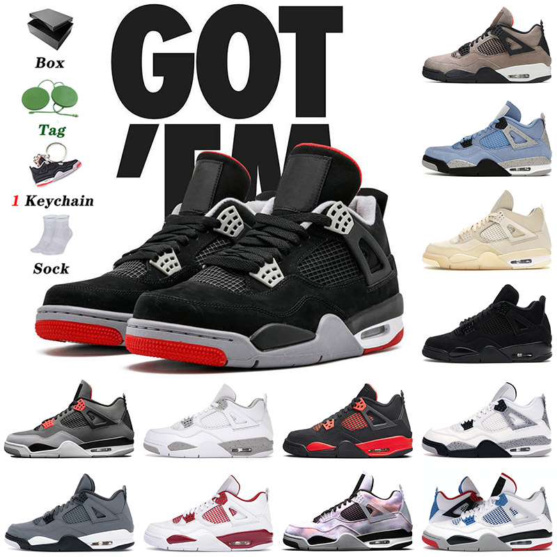 

With Box 2022 Arrival Basketball Shoes 4 4s Jumpman Black Cat Red Thunder White Oreo Infrared Zen Master Off Sail Bred Mens Women Sports Sneakers Trainers, D5 40-47