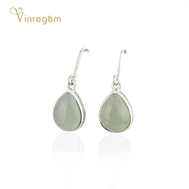 

Dangle & Chandelier Vinregem Romantic 100% 925 Sterling Silver Water Drop Aquamarine Gemstone Engagement Women Earrings Fine Jewelry Gift