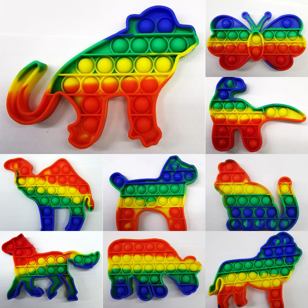 

Fidget Toys bubble pop simple Rainbow puzzle silicone decompression anti stress relief toy ball funny cartoon animal shapes H31SJEB