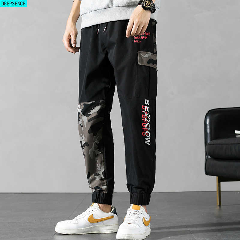 

Summer Splicing Men Large Size Casual Pants Camouflage Nine-Point Trousers M-8Xl Sports 210707, Gray