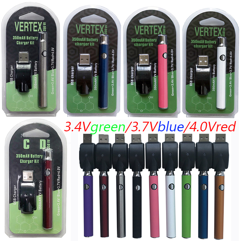 

Hotsale Preheating Batteries Vertex Vape 350mAh Vapes Pen 510 Thread Battery For Thick Oil Vapor Variable Voltage With USB Charger