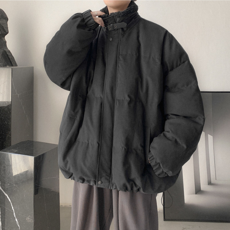 

2021 New Winter Jacket Men's Warm Fashion Retro Casual Stand Collar Parka Men Korean Style Loose Short Coat Mens Clothes M- Ru24, Gray