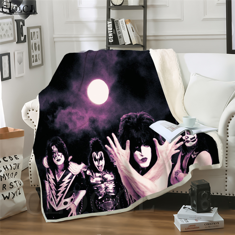 

CLOOCL New Glam Metal Kiss Band 3D Print Hip-hop Style Conditioning Blanket Sofa Teens Bedding Throw Blankets Plush Quilt
